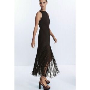 NWTs Zara Long Fringe Dress